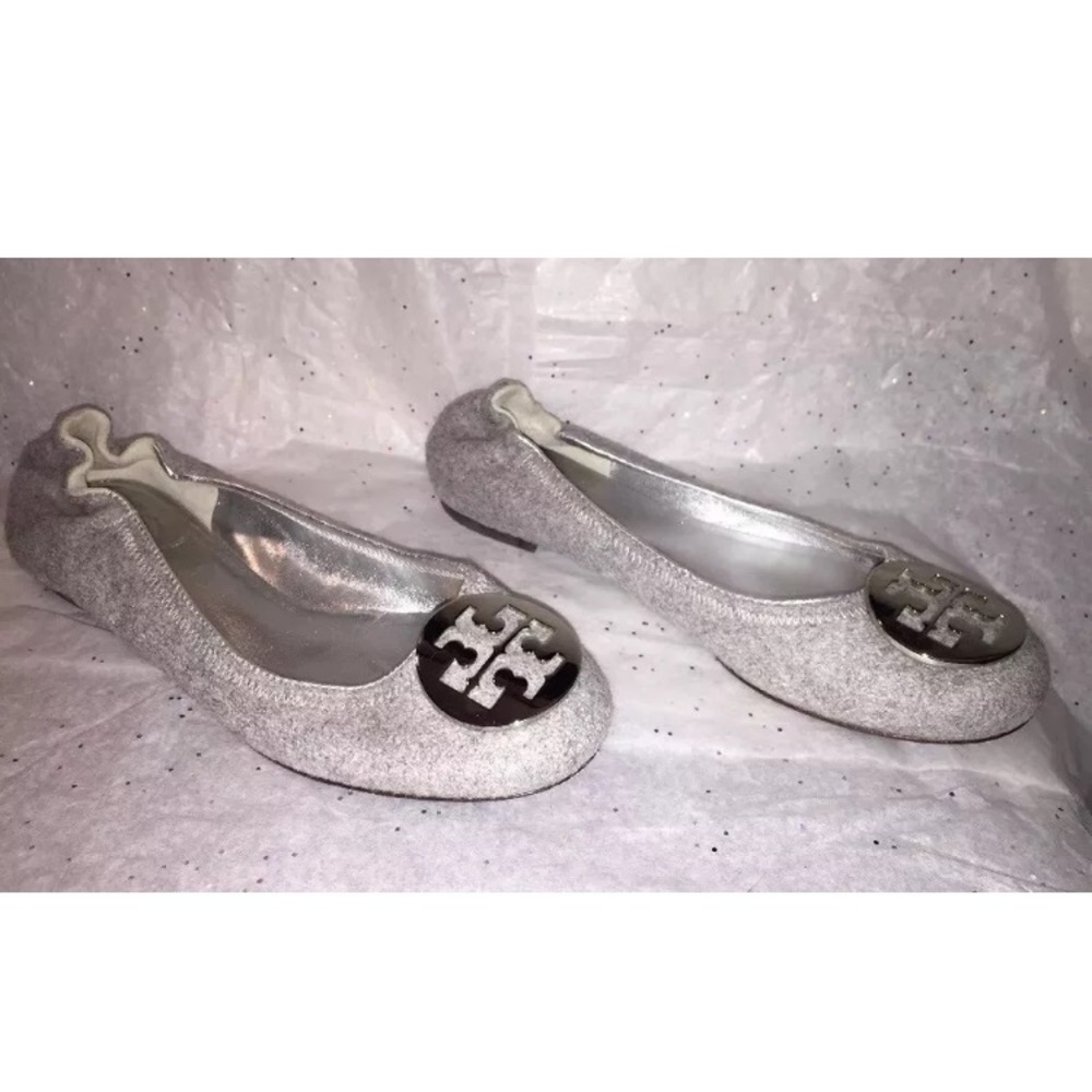 Tory Burch Silver Ballet Flats Size 7.5